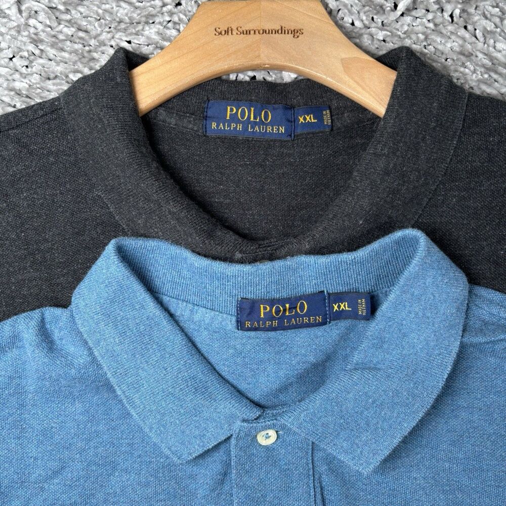 Polo Ralph Lauren Long Sleeve Polo Shirt Bundle Of Two Men’s Size XXL Blue Black